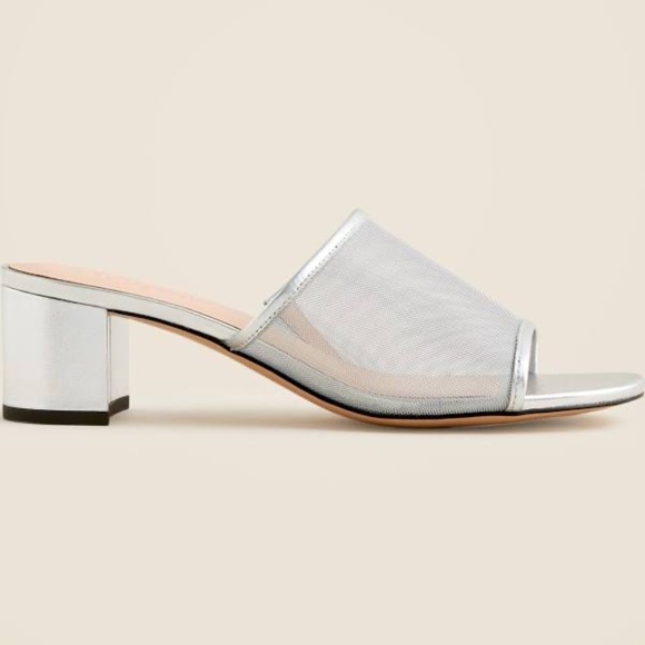J. CREW Sandal NIB Silver Mesh Mid Heel  (9) - Picture 3 of 4